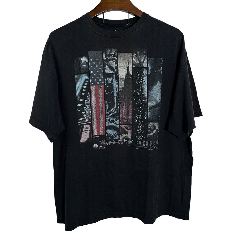 MARC ECKO Cut & Sew Black New York City American Flag‎ T-Shirt Size 3XLT